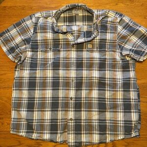 Carhartt Men’s Shirt Adult XXL Plaid Short Sleeve Button Up One Pocket